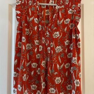 Daniel Rainn Burnt Orange Floral Blouse